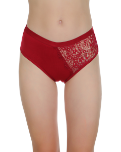 Ruby Elegance Lace Panel Mid-Waist Bikini Panty